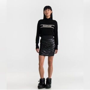 Rudsak Quilted Skirt Apres Ski Snowboard Chalet Skirt Black Gloss Size Medium